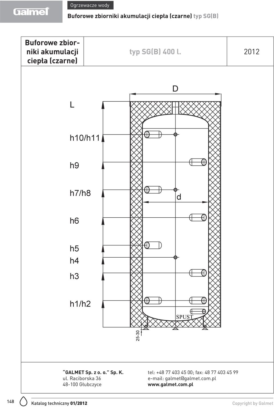 2012 D L h10/h11 h9 h7/h8 d h6 h5 h4 h3 h1/h2 SPUST 25-30 GALMET Sp. z o. o. Sp. K. ul.