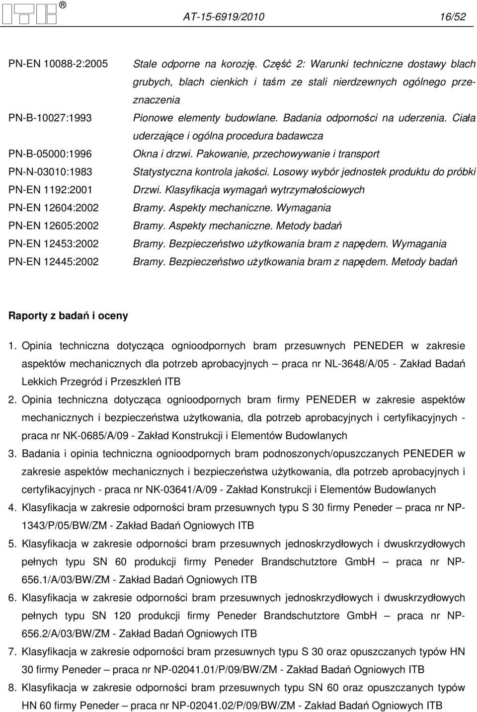 Ciała uderzające i ogólna procedura badawcza Okna i drzwi. Pakowanie, przechowywanie i transport Statystyczna kontrola jakości. Losowy wybór jednostek produktu do próbki Drzwi.