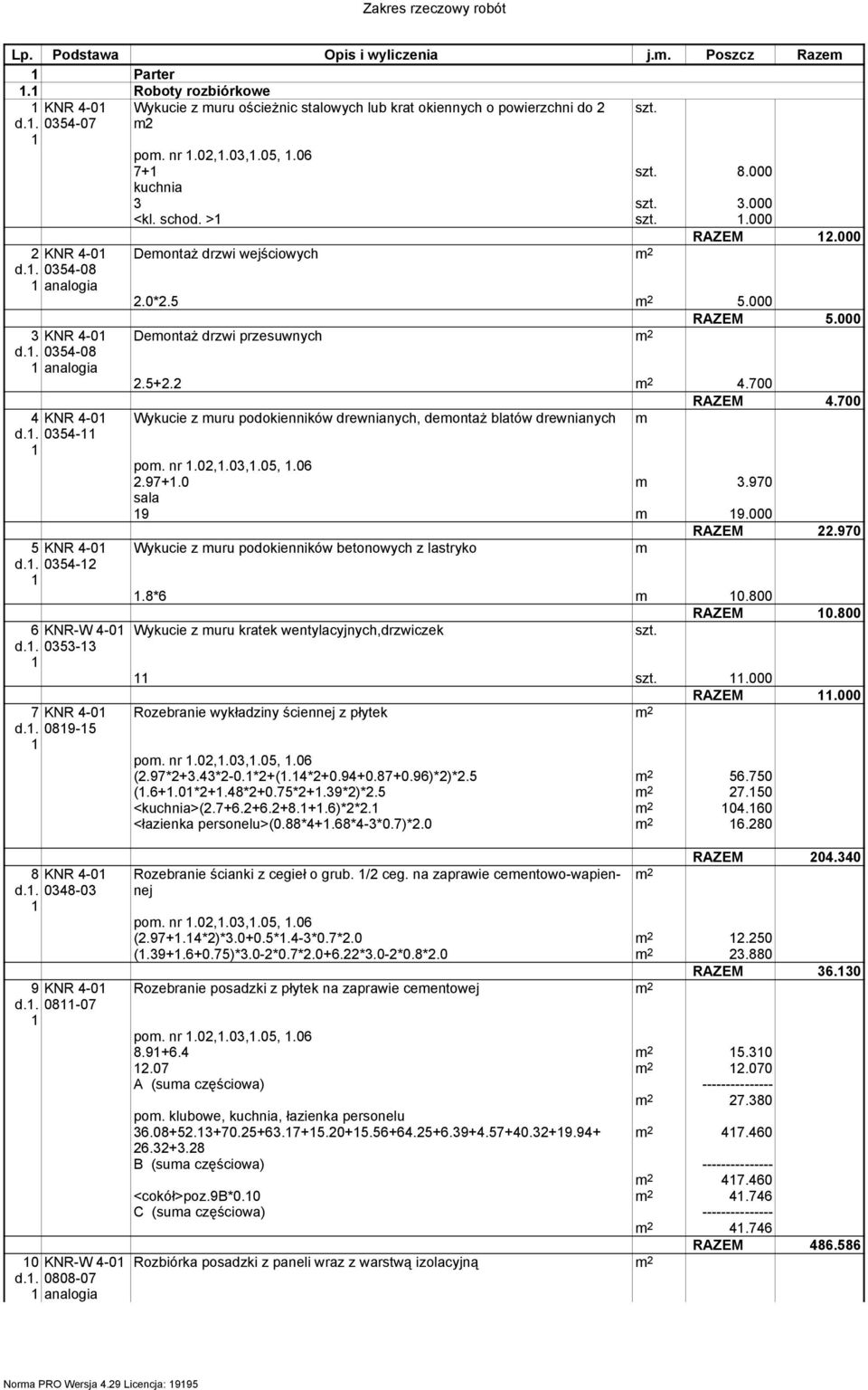 > szt..000 RAZEM 2.000 DeontaŜ drzwi wejściowych 2.0*2.5 5.000 RAZEM 5.000 DeontaŜ drzwi przesuwnych 2.5+ 4.700 RAZEM 4.700 Wykucie z uru podokienników drewnianych, deontaŝ blatów drewnianych po. nr.