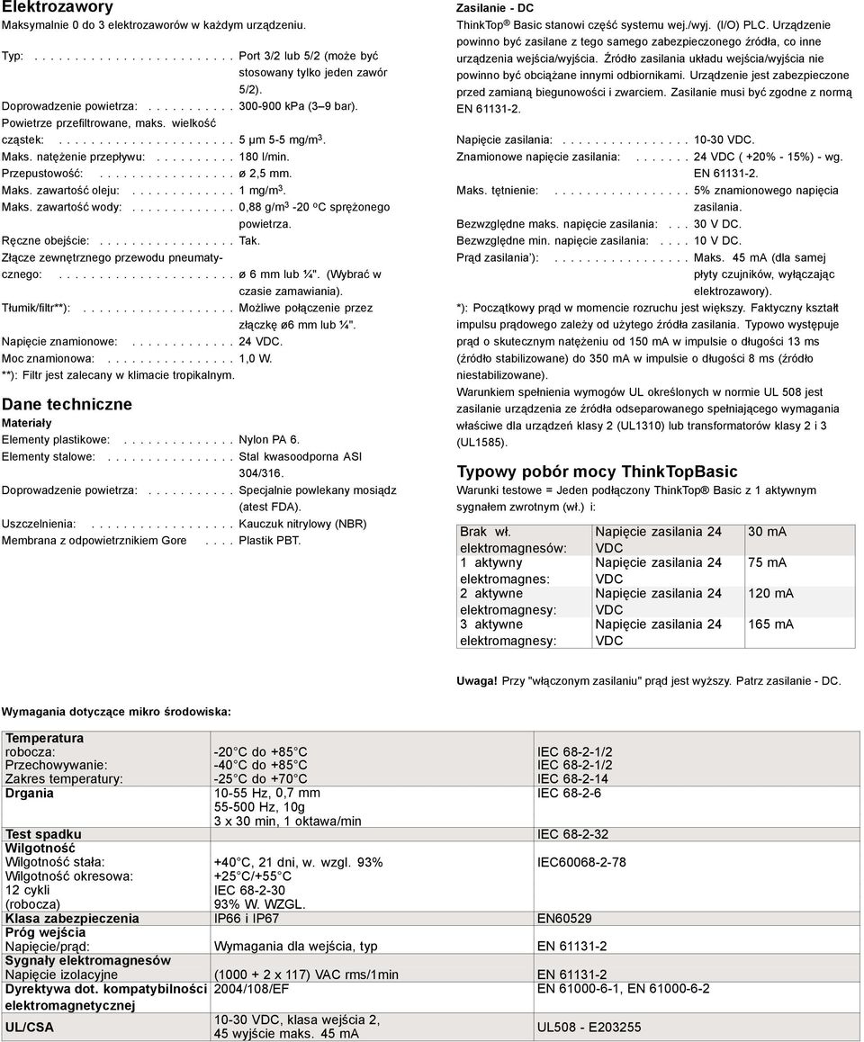 Ręczne obejście: Tak Złącze zewnętrznego przewodu pneumatycznego: ø 6 mm lub ¼" (Wybrać w czasie zamawiania) Tłumik/filtr**): Możliwe połączenie przez złączkę ø6 mm lub ¼" Napięcie znamionowe: 24