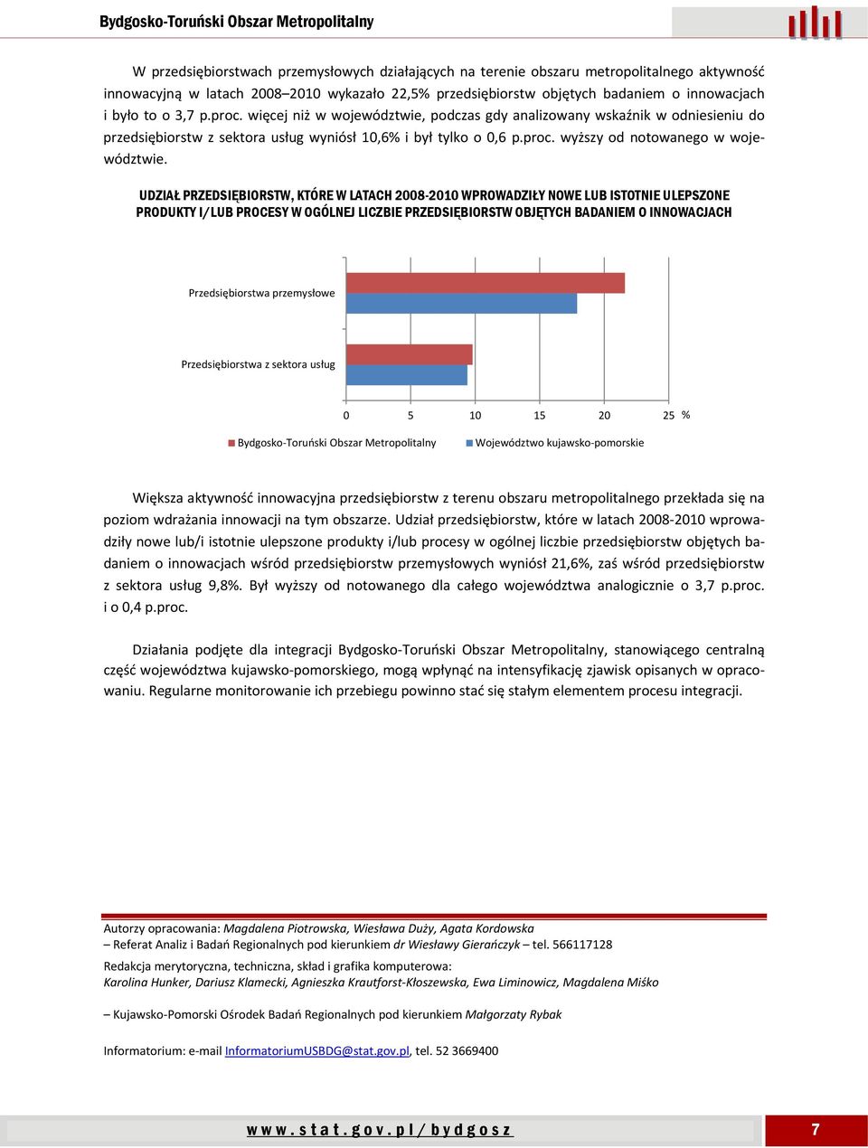 UDZIAŁ PRZEDSIĘBIORSTW, KTÓRE W LATACH 2008-2010 WPROWADZIŁY NOWE LUB ISTOTNIE ULEPSZONE PRODUKTY I/LUB PROCESY W OGÓLNEJ LICZBIE PRZEDSIĘBIORSTW OBJĘTYCH BADANIEM O INNOWACJACH Przedsiębiorstwa