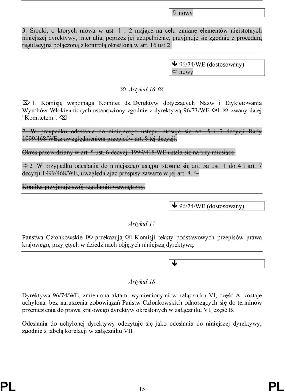 16 ust.2. 96/74/WE (dostosowany) nowy Artykuł 16 1. Komisję wspomaga Komitet ds.