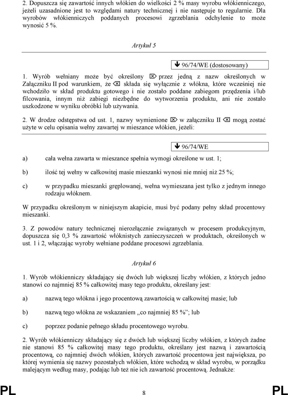 Wyrób wełniany może być określony przez jedną z nazw określonych w Załączniku II pod warunkiem, że składa się wyłącznie z włókna, które wcześniej nie wchodziło w skład produktu gotowego i nie zostało