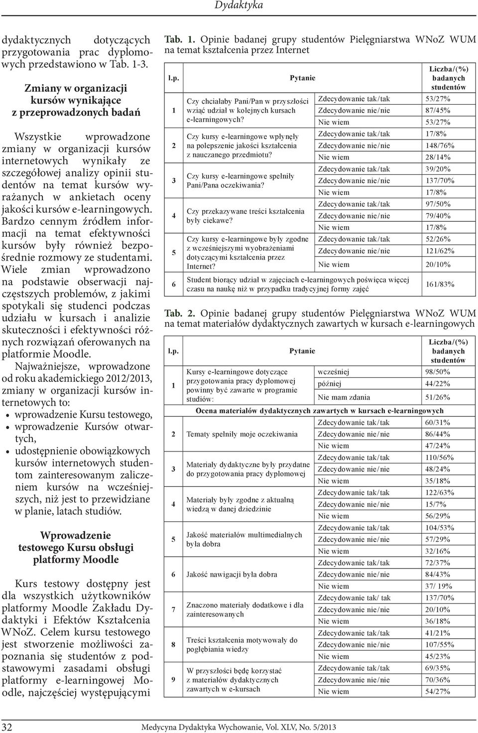 wyrażanych w ankietach oceny jakości kursów e-learningowych. Bardzo cennym źródłem informacji na temat efektywności kursów były również bezpośrednie rozmowy ze studentami.