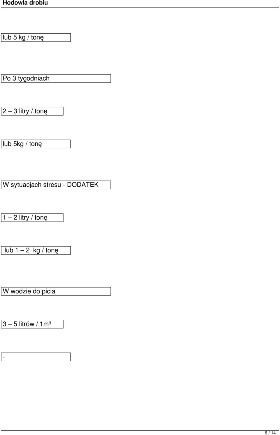 - DODATEK 1 2 litry / tonę lub 1 2 kg /