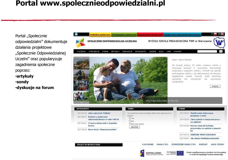 działania projektowe Społecznie Odpowiedzialnej Uczelni