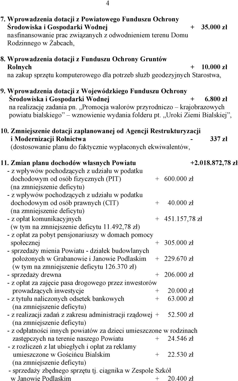 Wprowadzenia dotacji z Wojewódzkiego Funduszu Ochrony Środowiska i Gospodarki Wodnej + 6.800 zł na realizację zadania pn.