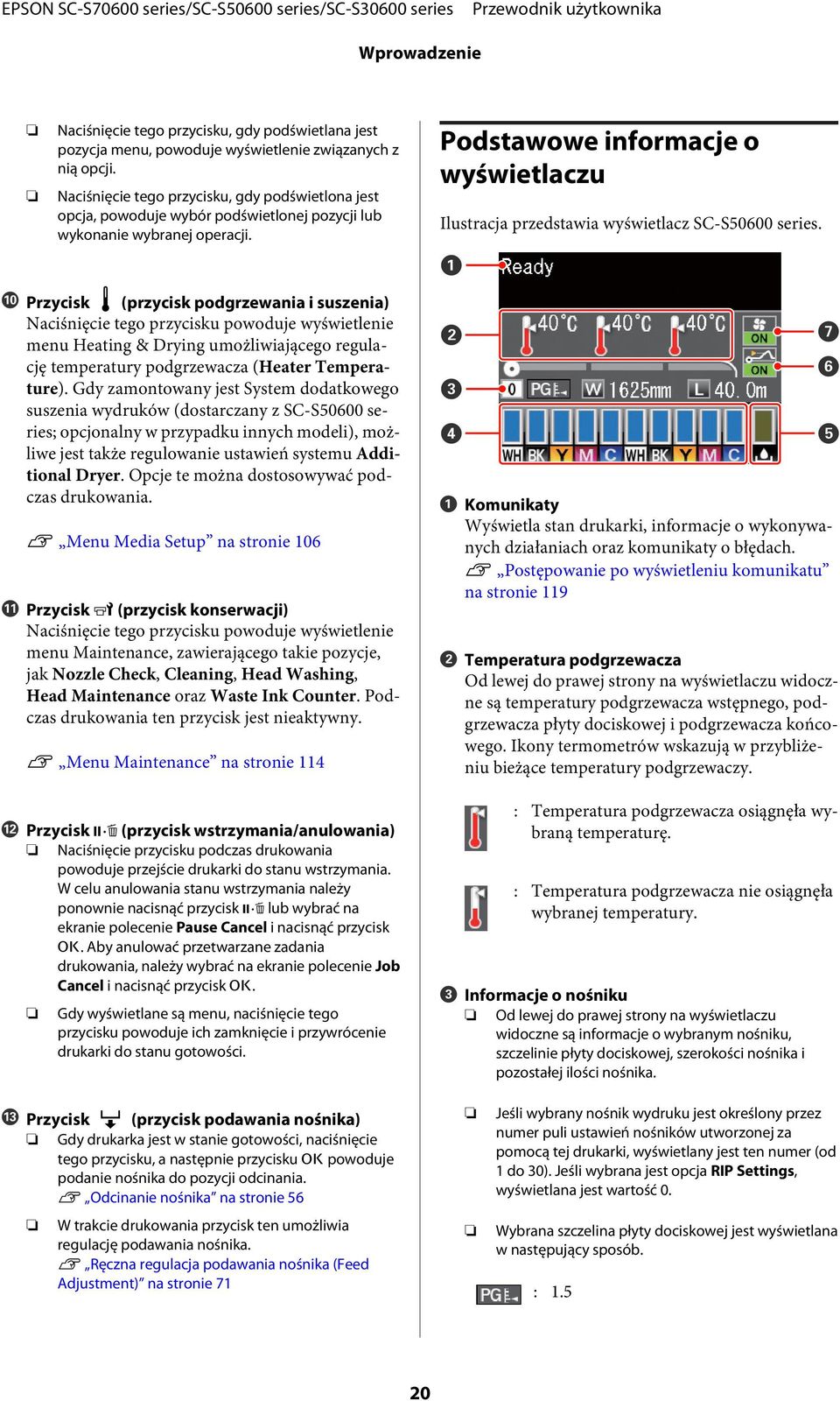 Podstawowe informacje o wyświetlaczu Ilustracja przedstawia wyświetlacz SC-S50600 series.