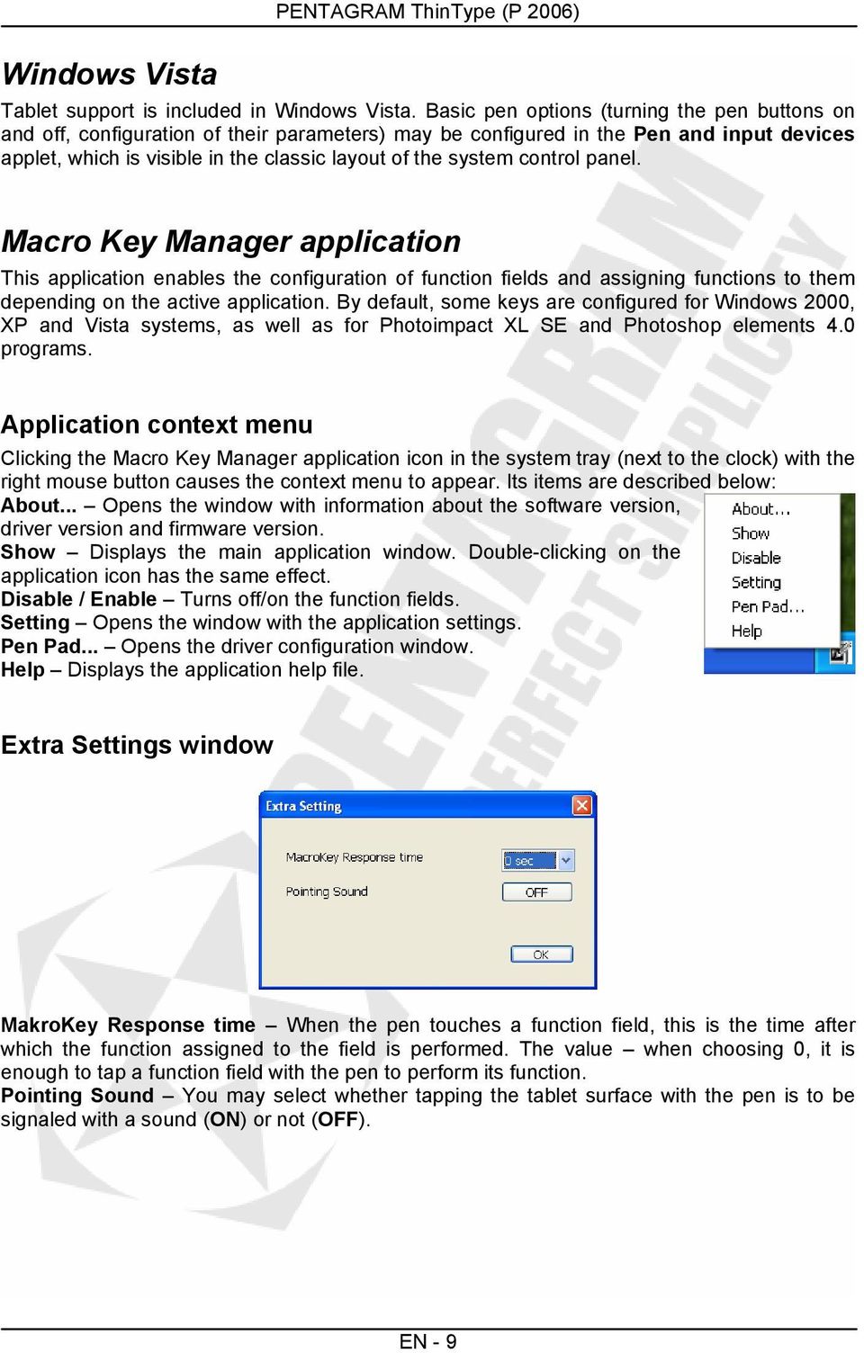 control panel. Macro Key Manager application This application enables the configuration of function fields and assigning functions to them depending on the active application.