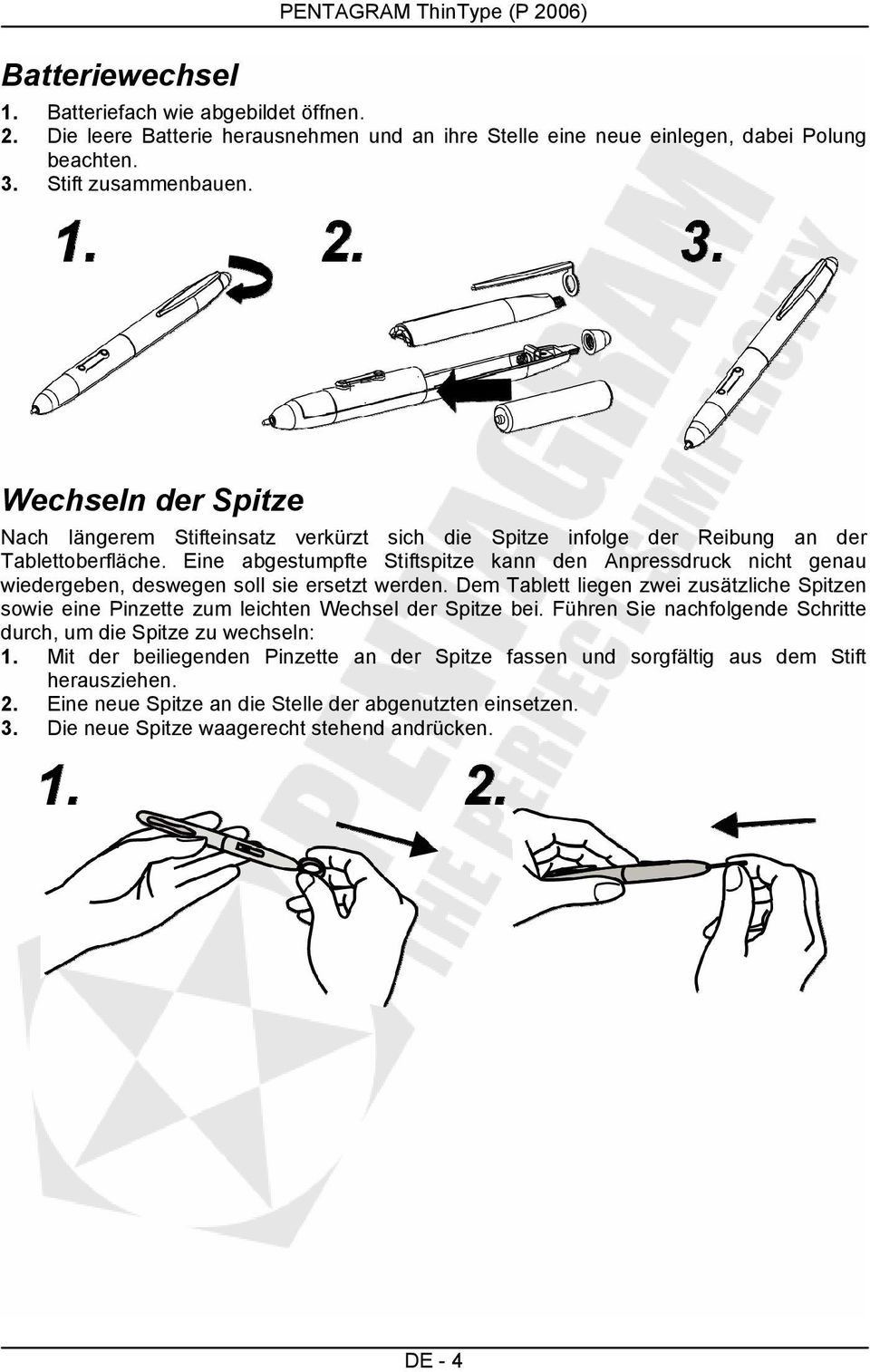 Eine abgestumpfte Stiftspitze kann den Anpressdruck nicht genau wiedergeben, deswegen soll sie ersetzt werden.