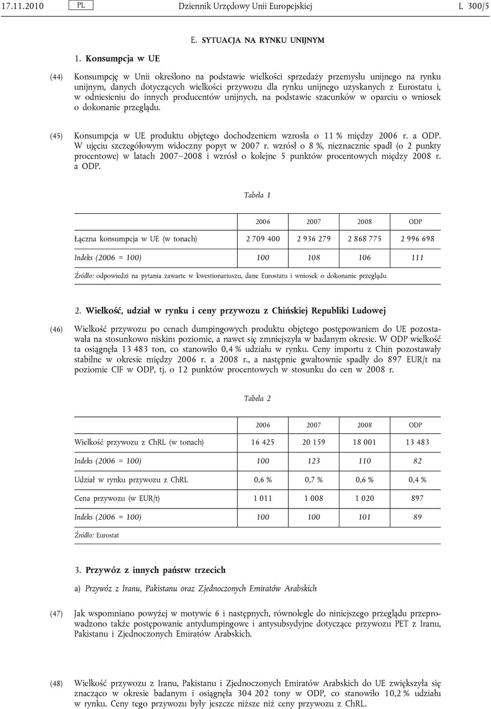 Eurostatu i, w odniesieniu do innych producentów unijnych, na podstawie szacunków w oparciu o wniosek o dokonanie przeglądu.