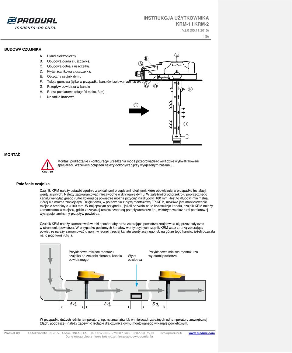 Nasadka końcowa G E F H I MONTŻ Montaż, podłączanie i konfigurację urządzenia mogą przeprowadzać wyłącznie wykwalifikowani specjaliści. Wszelkich połączeń należy dokonywać przy wyłączonym zasilaniu.