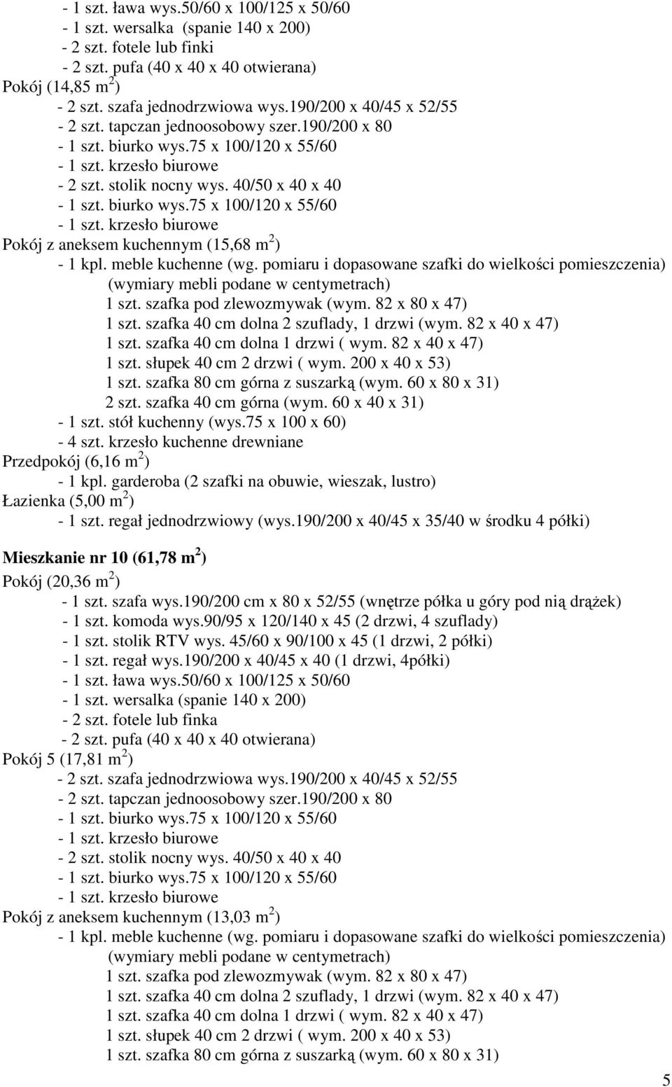 Mieszkanie nr 10 (61,78 m 2 ) Pokój (20,36 m 2 )