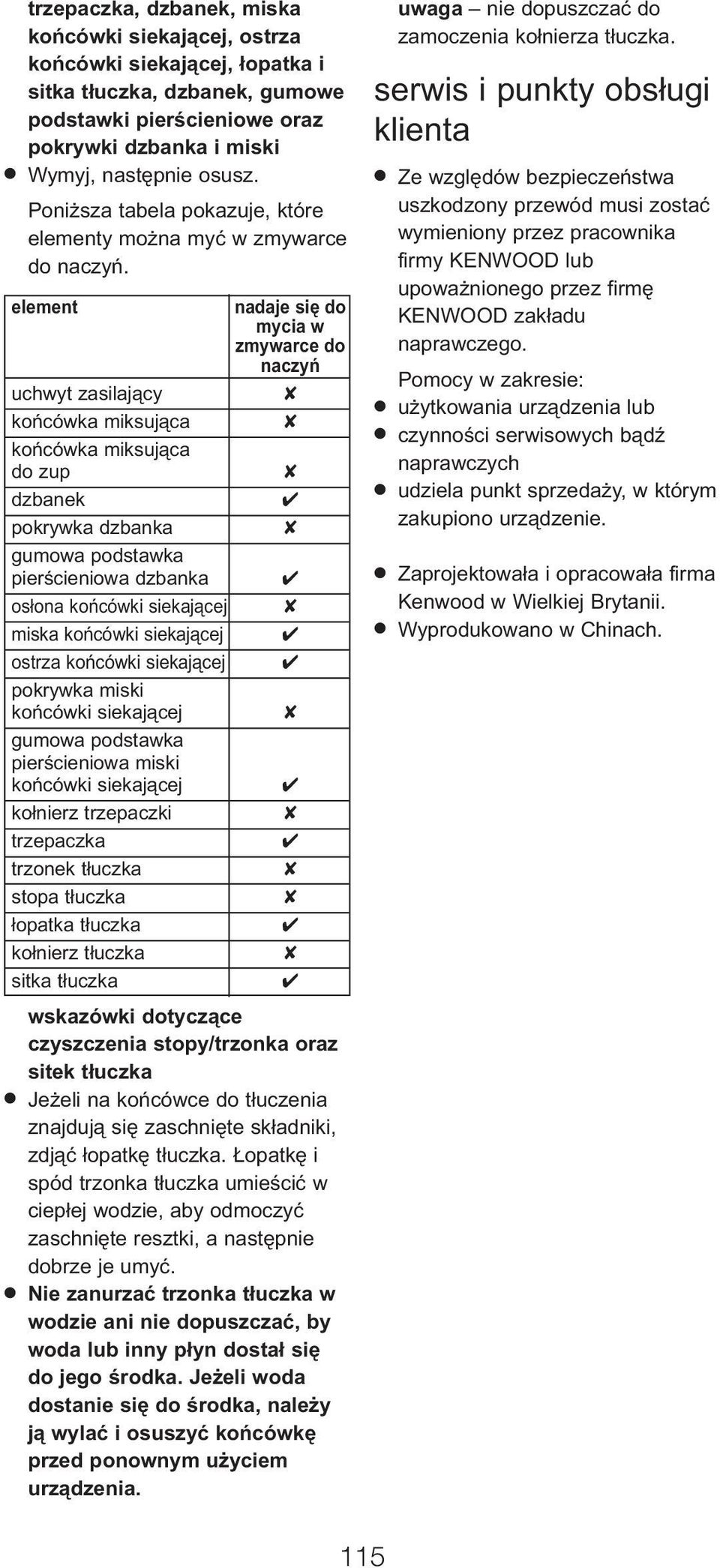 element nadaje się do mycia w zmywarce do naczyń uchwyt zasilający końcówka miksująca końcówka miksująca do zup dzbanek pokrywka dzbanka gumowa podstawka pierścieniowa dzbanka osłona końcówki