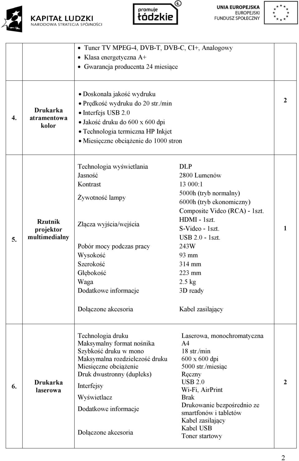 Rzutnik projektor multimedialny Technologia wyświetlania DLP Jasność 800 Lumenów Kontrast 000: Żywotność lampy 5000h (tryb normalny) 6000h (tryb ekonomiczny) Composite Video (RCA) - szt.