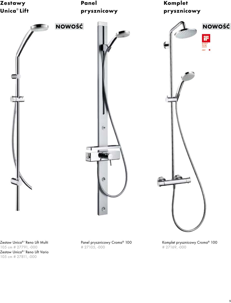 Unica Reno Lift Vario 105 cm # 27811, -000 Panel prysznicowy