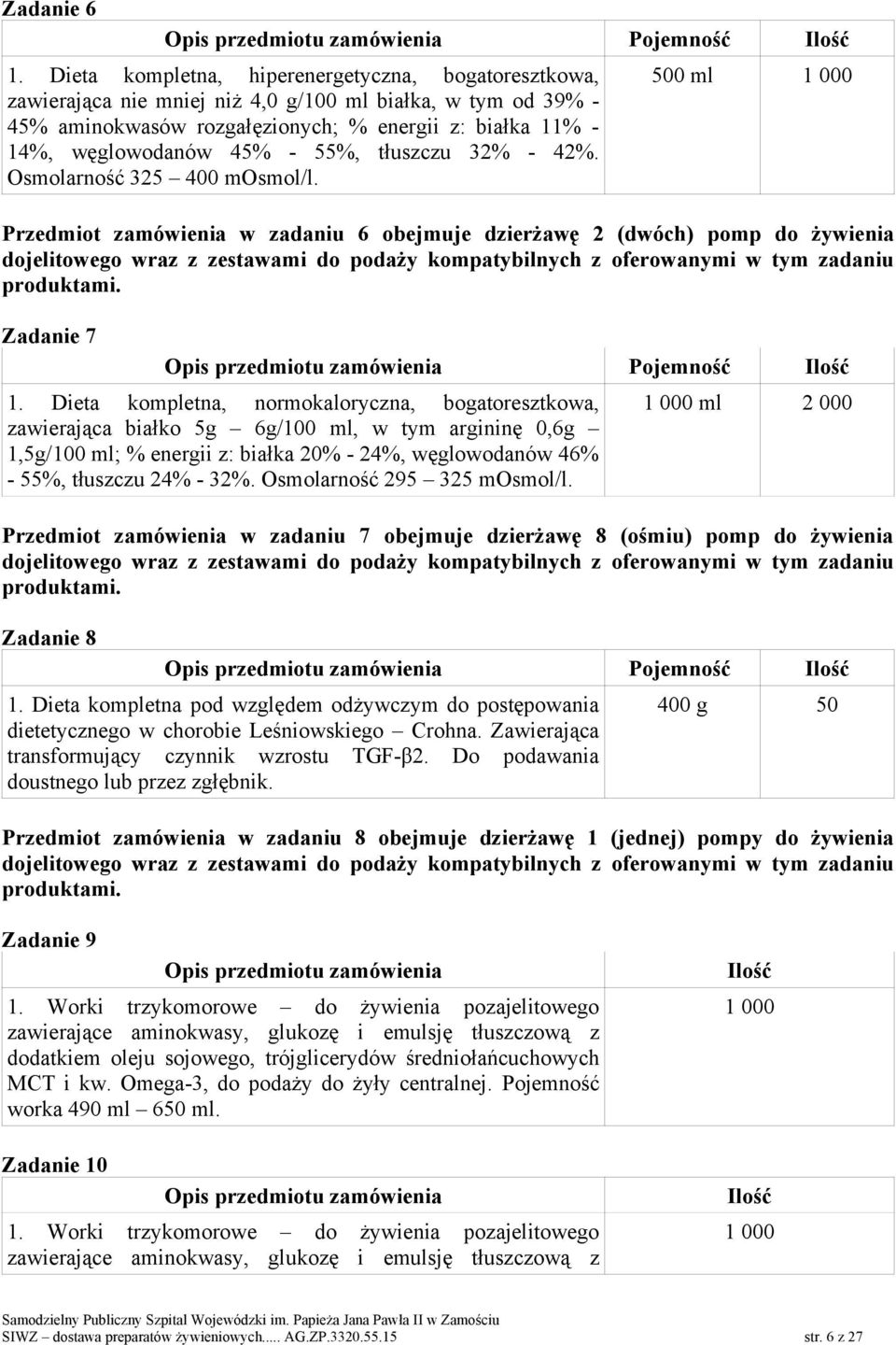 55%, tłuszczu 32% - 42%. Osmolarność 325 400 mosmol/l.