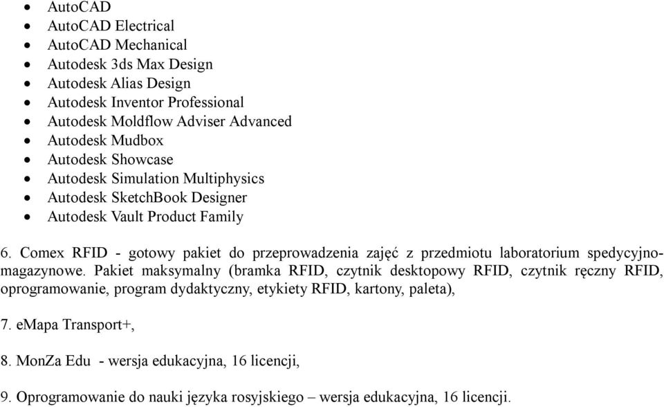 Comex RFID - gotowy pakiet do przeprowadzenia zajęć z przedmiotu laboratorium spedycyjnomagazynowe.