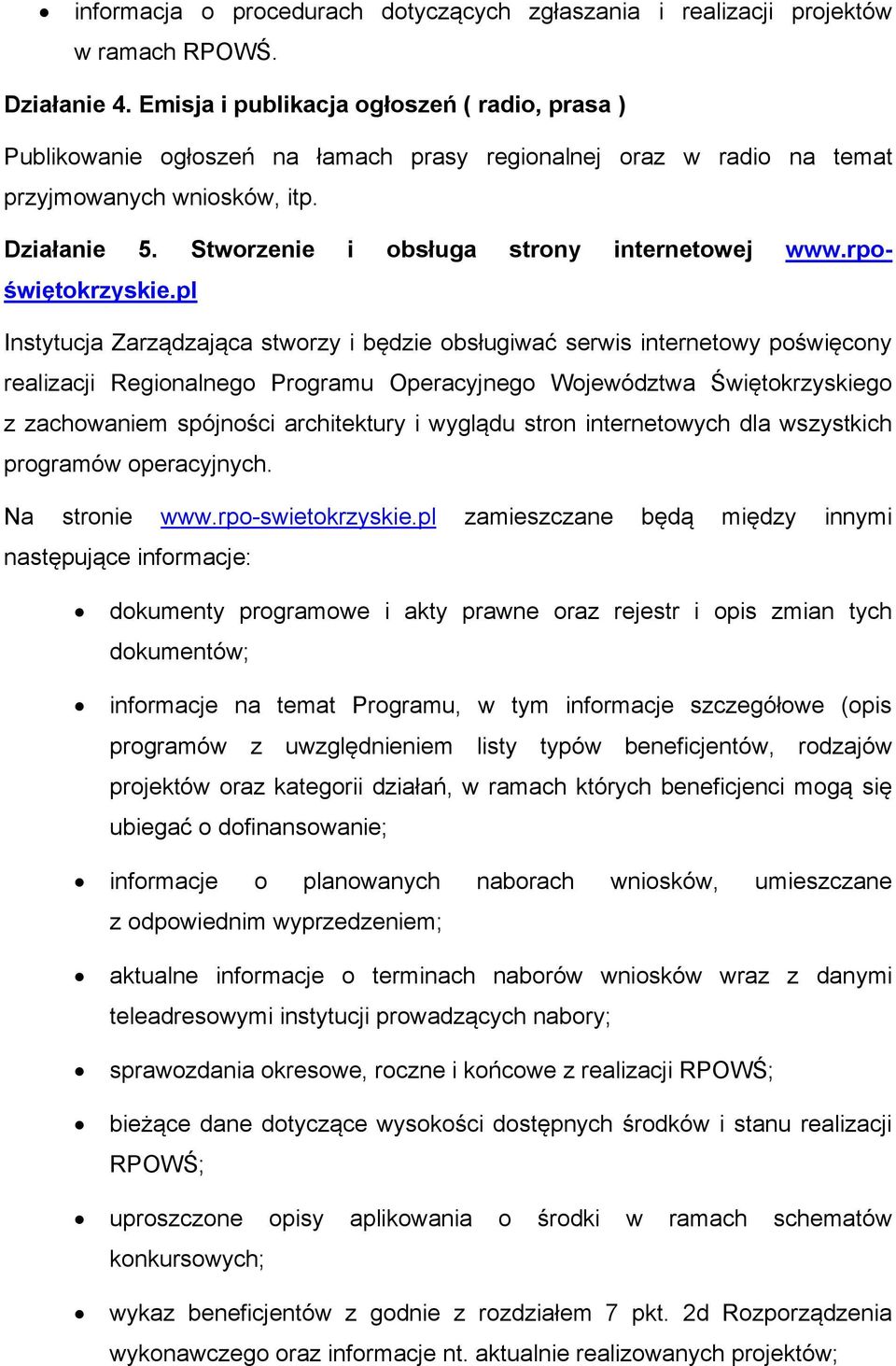 Stworzenie i obsługa strony internetowej www.rpoświętokrzyskie.