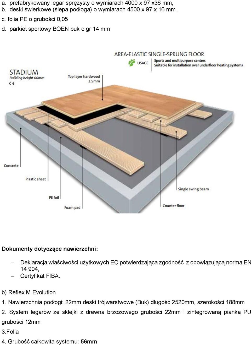 parkiet sportowy BOEN buk o gr 14 mm Dokumenty dotyczące nawierzchni: Deklaracja właściwości użytkowych EC potwierdzająca zgodność z obowiązującą