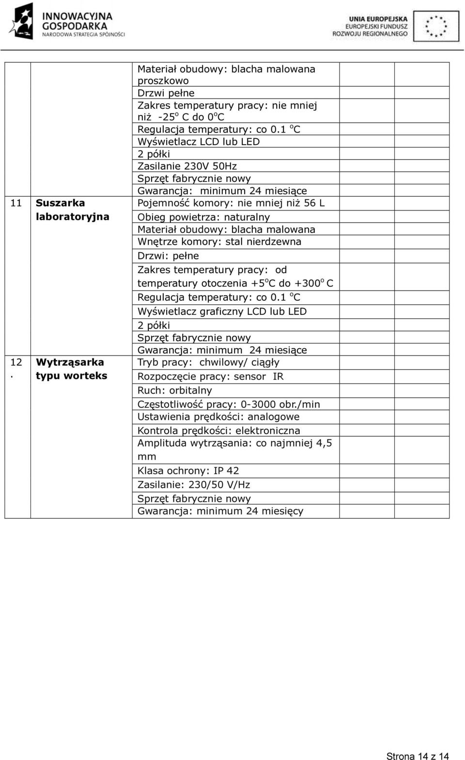 komory: stal nierdzewna Drzwi: pełne Zakres temperatury pracy: od temperatury otoczenia +5 o C do +300 o C Regulacja temperatury: co 0.