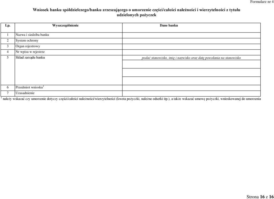 Wyszczególnienie Dane banku 1 Nazwa i siedziba banku 2 System ochrony 3 Organ rejestrowy 4 Nr wpisu w rejestrze 5 Skład zarządu banku podać