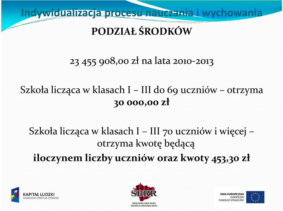 000,00 zł Szkoła licząca w klasach I III 70 uczniów i