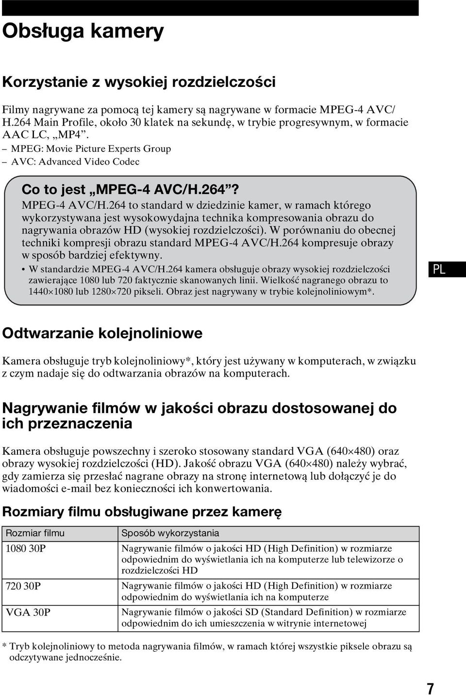 264? MPEG-4 AVC/H.264 to standard w dziedzinie kamer, w ramach którego wykorzystywana jest wysokowydajna technika kompresowania obrazu do nagrywania obrazów HD (wysokiej rozdzielczości).