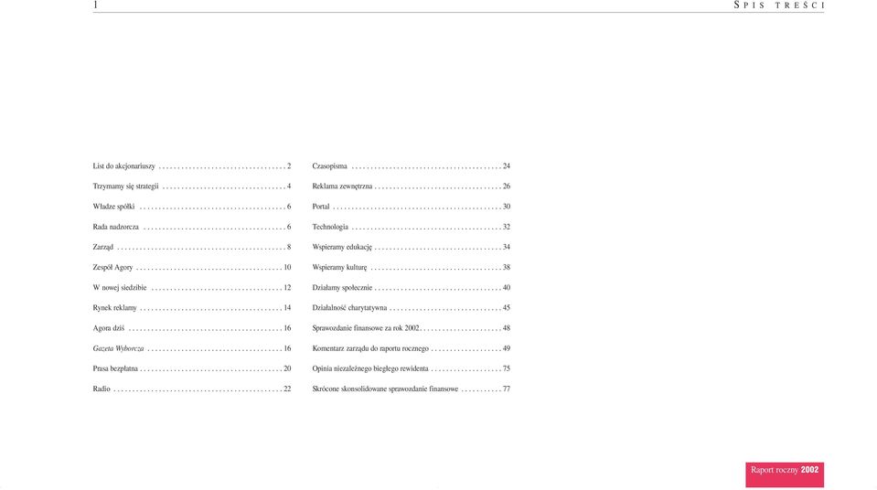 ..................................... 14 Agora dziś......................................... 16 Gazeta Wyborcza.................................... 16 Prasa bezpłatna...................................... 20 Radio.
