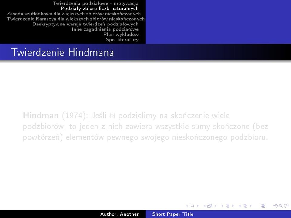 jeden z nich zawiera wszystkie sumy sko«czone (bez