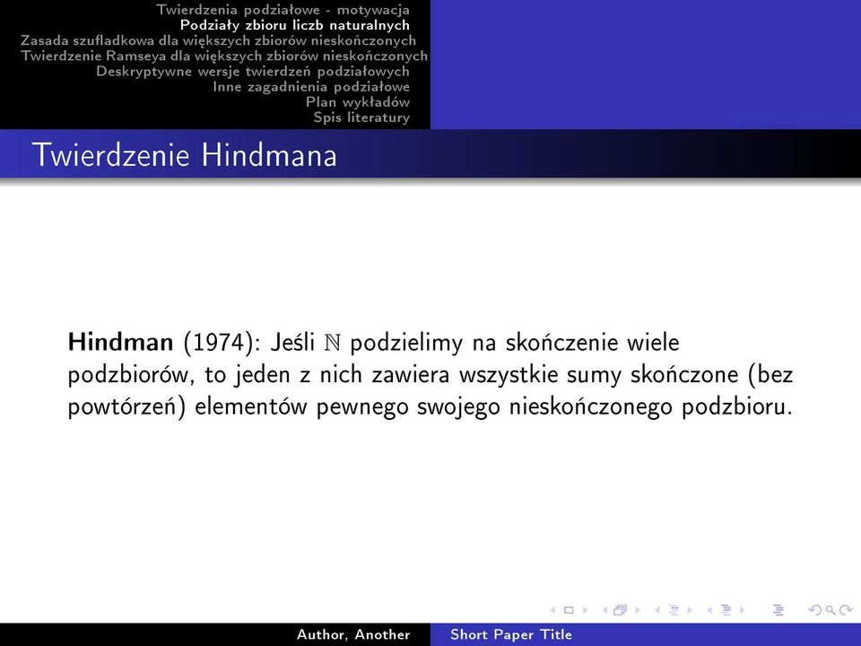 jeden z nich zawiera wszystkie sumy sko«czone (bez