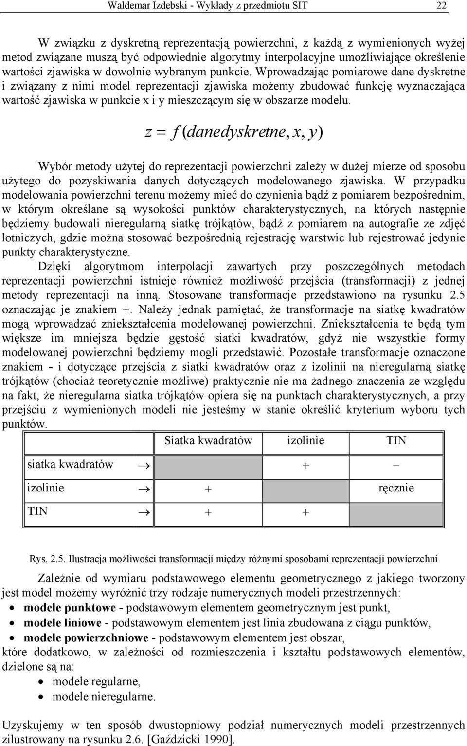 prowadzając pomiarowe dane dyskretne i związany z nimi model reprezentacji zjawiska możemy zbudować funkcję wyznaczająca wartość zjawiska w punkcie x i y mieszczącym się w obszarze modelu.