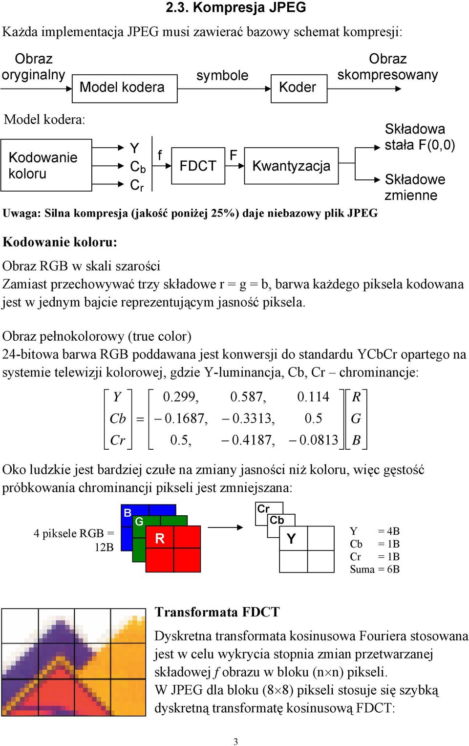 r = g = b, barwa każdego piksela kodowana jest w jednym bajcie reprezentującym jasność piksela.