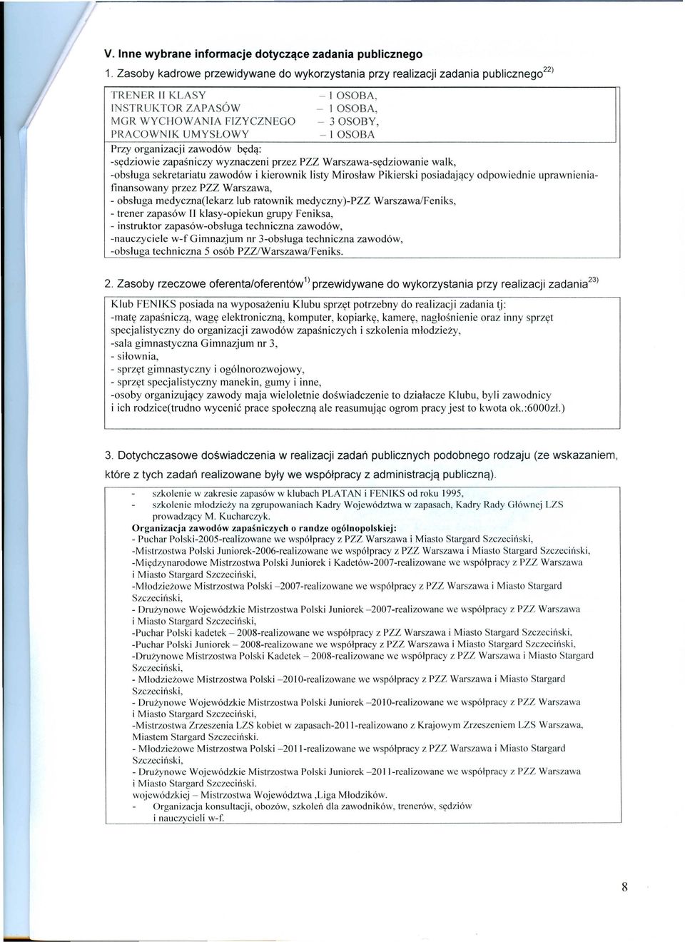 .. 1 OSOBA Przy organizacji zawod6w byd,r -sydziowie zapasniczy wyznaczeni przez PZZ Warszawa-sydziowanie walk, -obsruga sekretariatu zawod6w i kierownik listy Miroslaw Pikierski posiadaj,!