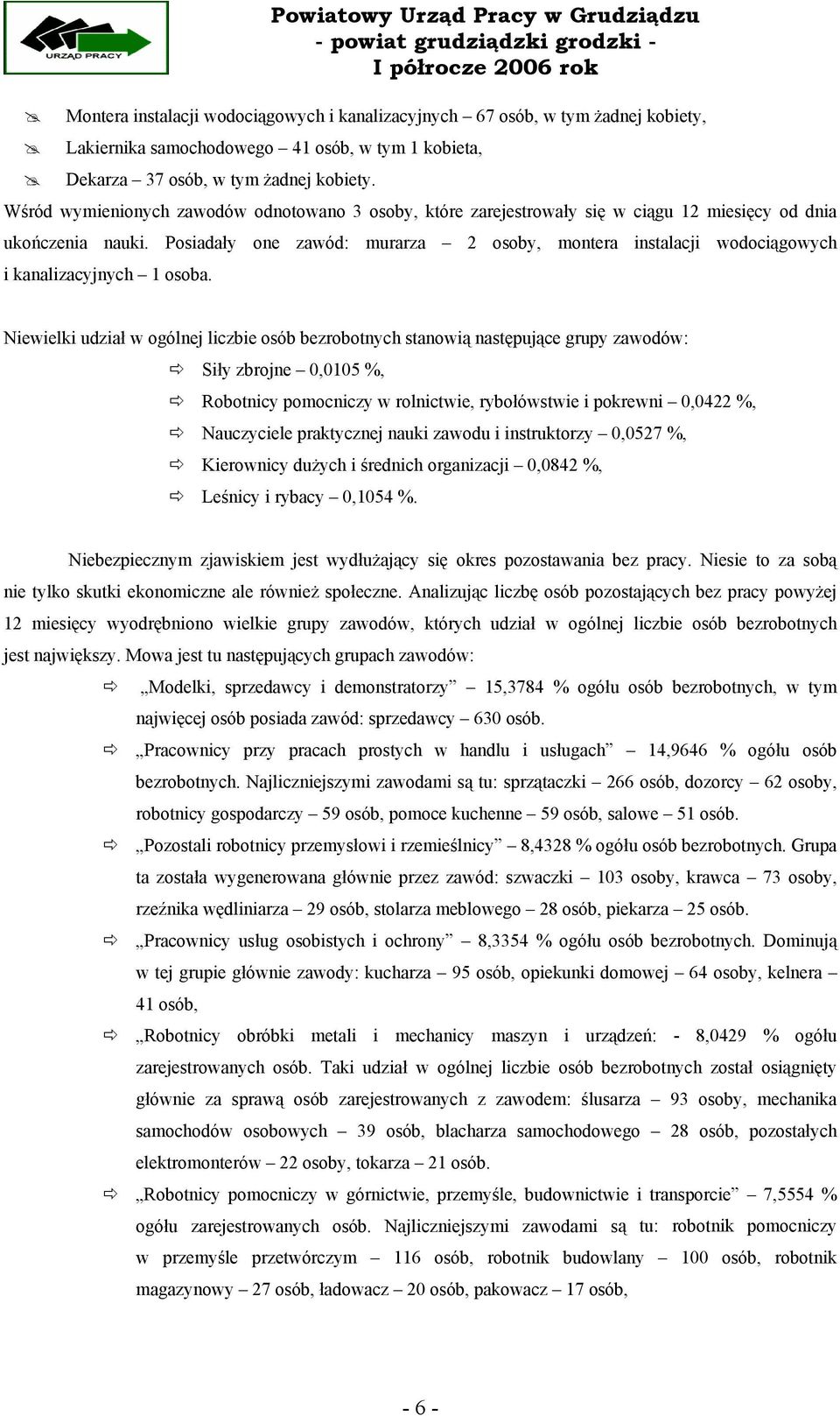 Posiadały one zawód: murarza 2 osoby, montera instalacji wodociągowych i kanalizacyjnych 1 osoba.