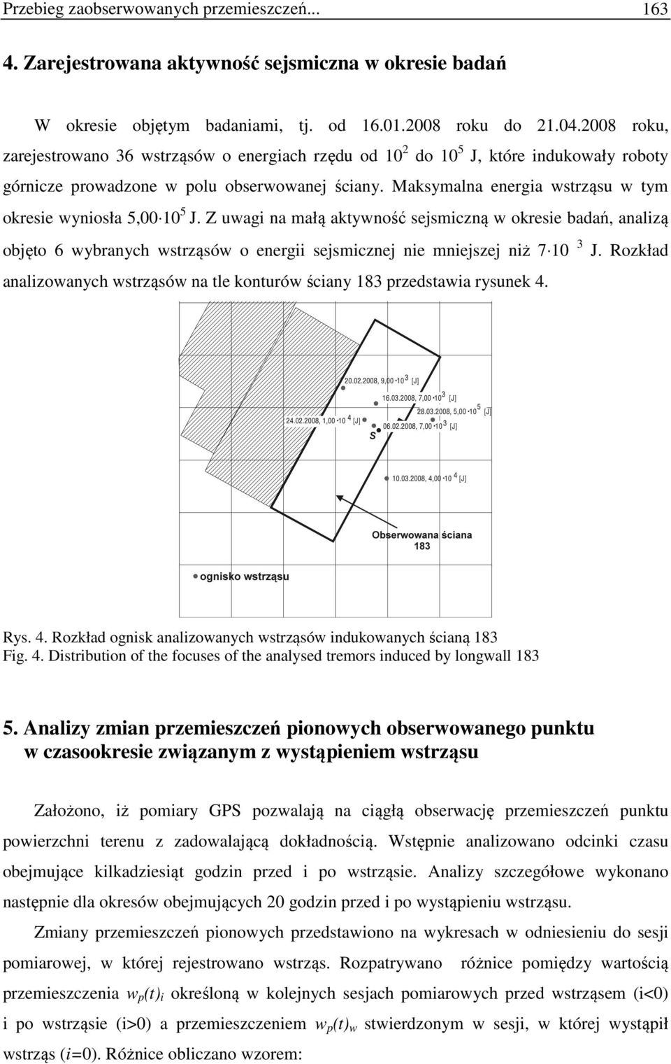 Maksymalna energia wstrząsu w tym okresie wyniosła 5,00 10 5 J.