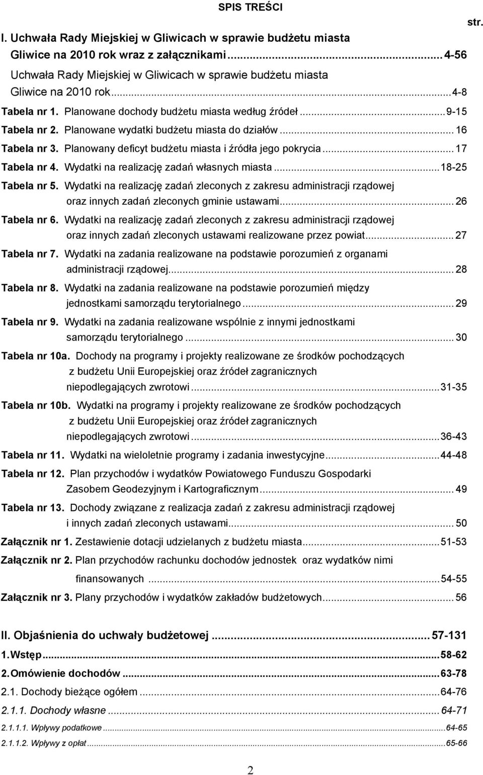 Planowane wydatki budżetu miasta do działów... 16 Tabela nr 3. Planowany deficyt budżetu miasta i źródła jego pokrycia... 17 Tabela nr 4. Wydatki na realizację zadań własnych miasta...18-25 Tabela nr 5.