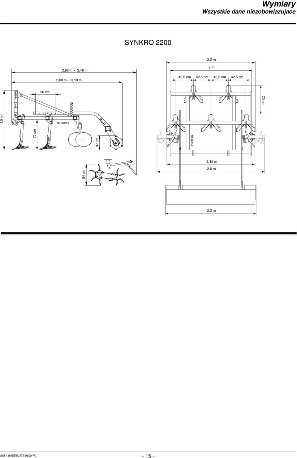 cm 42,5 cm 50 cm 70 cm TD 72/96/6 75 cm 37 cm 1,5 m TD