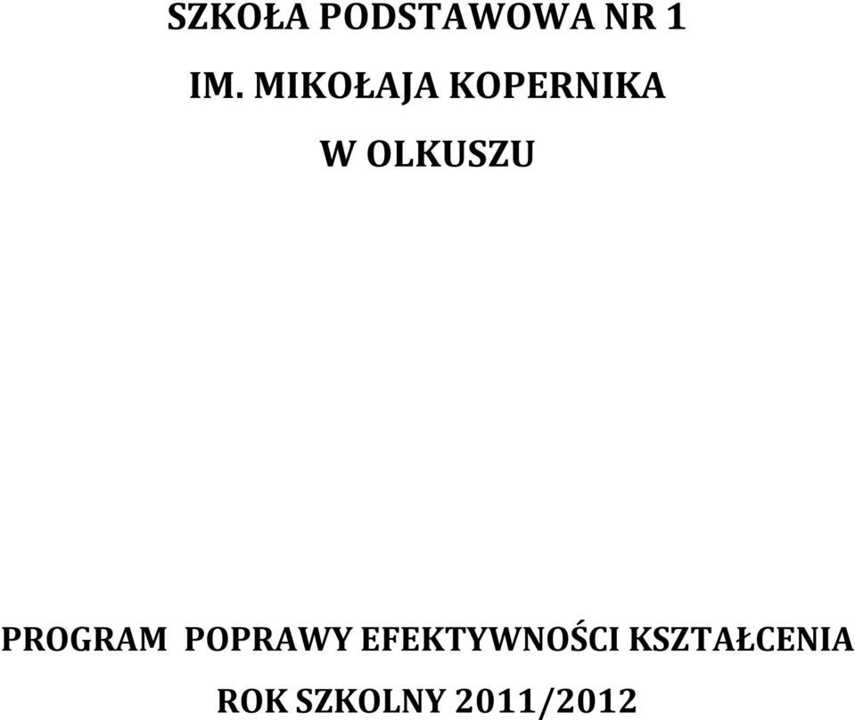 PROGRAM POPRAWY EFEKTYWNOŚCI