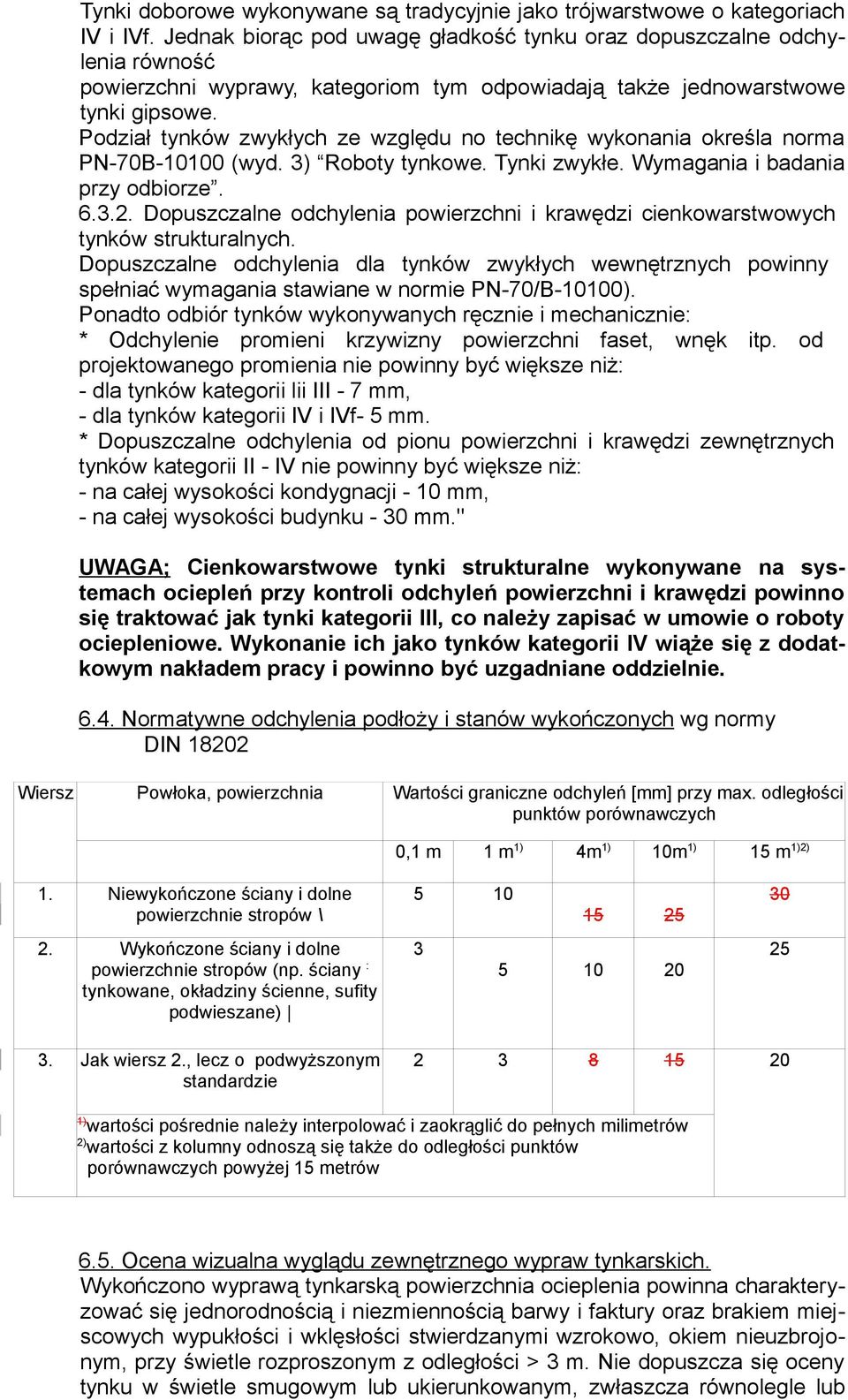 Podział tynków zwykłych ze względu no technikę wykonania określa norma PN-70B-10100 (wyd. 3) Roboty tynkowe. Tynki zwykłe. Wymagania i badania przy odbiorze. 6.3.2.