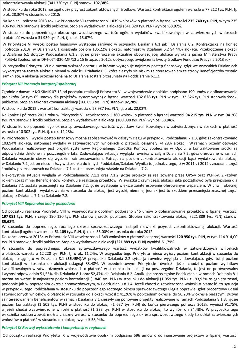 PLN stanowią środki publiczne. Stopień wydatkowania alokacji (341 320 tys. PLN) wyniósł 68,97%.