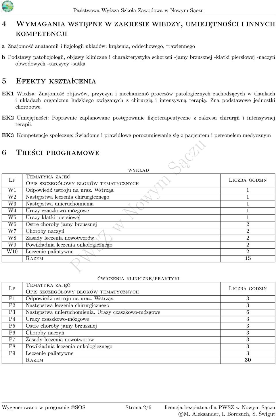 zachodzących w tkankach i uk ladach organizmu ludzkiego związanych z chirurgią i intensywną terapią. Zna podstawowe jednostki chorobowe.