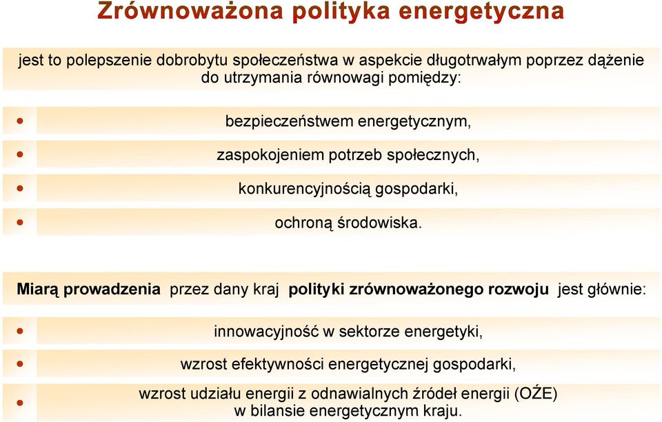 Miarą prowadzenia przez dany kraj polityki zrównoważonego rozwoju jest głównie: innowacyjność w sektorze energetyki,