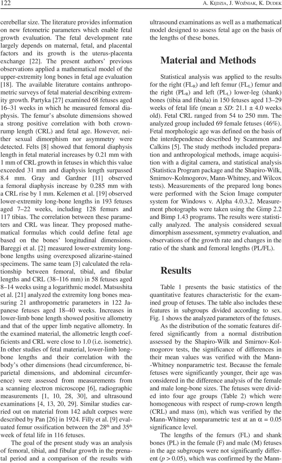 The present authors previous observations applied a mathematical model of the upper extremity long bones in fetal age evaluation [18].