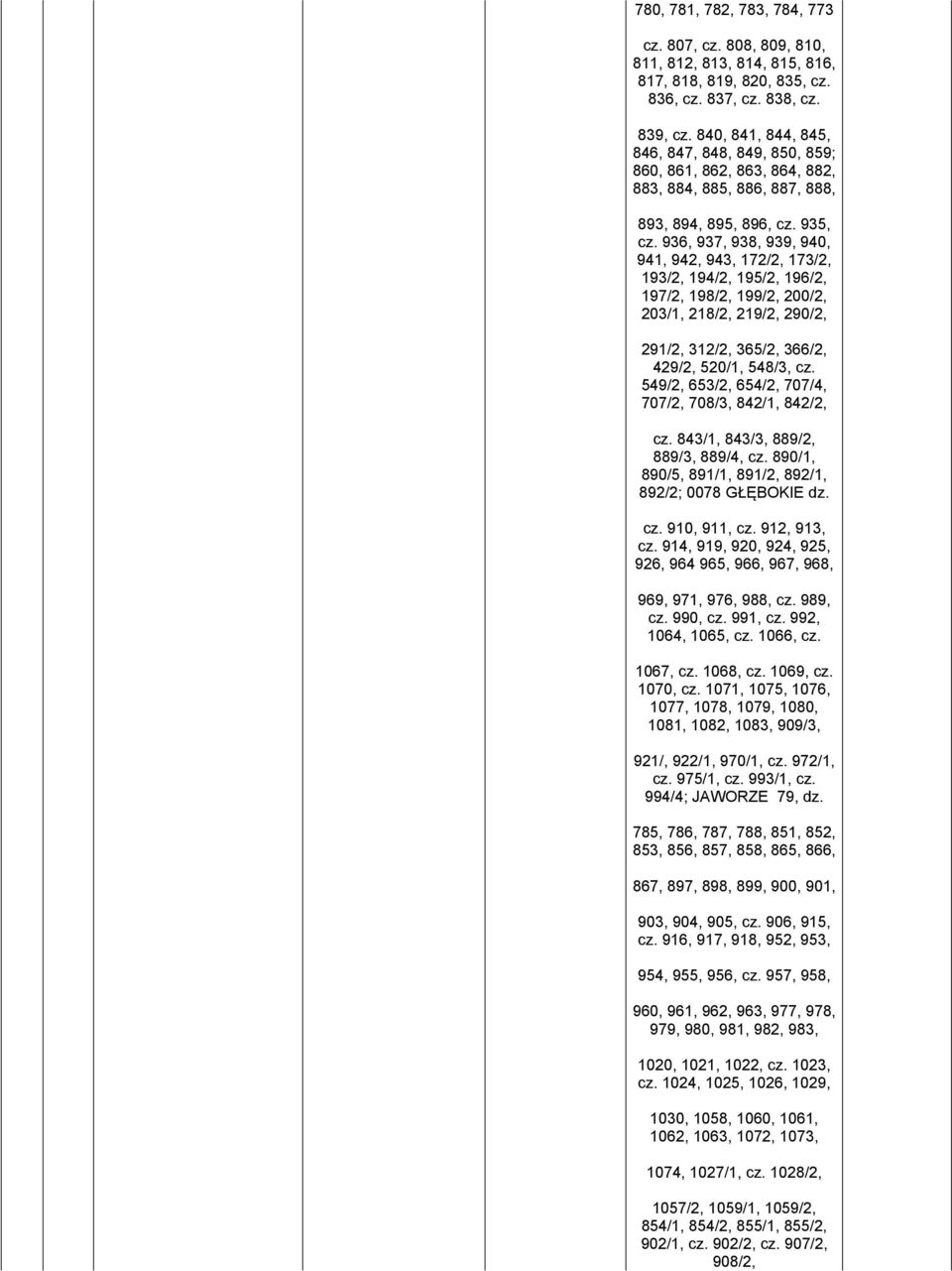 936, 937, 938, 939, 940, 941, 942, 943, 172/2, 173/2, 193/2, 194/2, 195/2, 196/2, 197/2, 198/2, 199/2, 200/2, 203/1, 218/2, 219/2, 290/2, 291/2, 312/2, 365/2, 366/2, 429/2, 520/1, 548/3, cz.