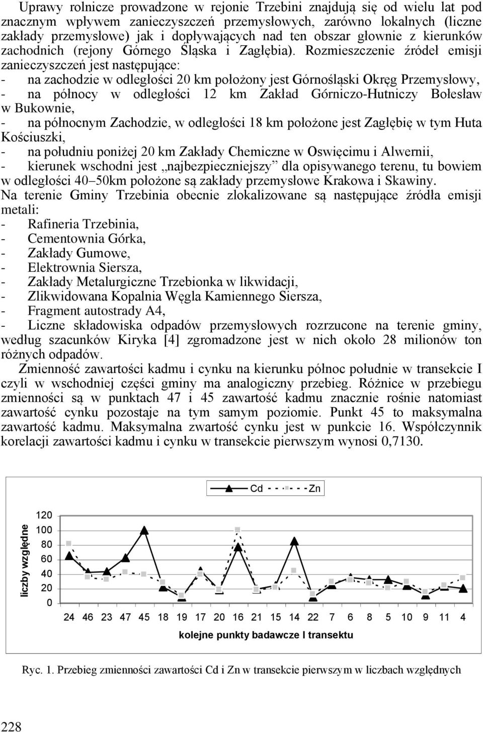 Rozmieszczenie źródeł emisji zanieczyszczeń jest następujące: - na zachodzie w odległości 20 km położony jest Górnośląski Okręg Przemysłowy, - na północy w odległości 12 km Zakład Górniczo-Hutniczy