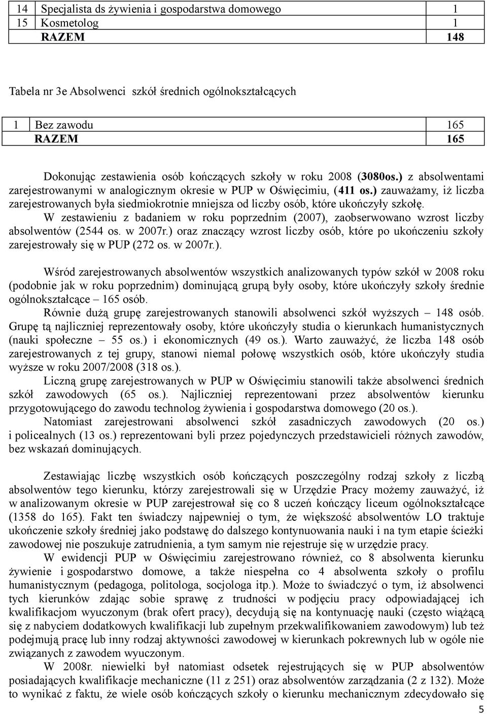 ) zauważamy, iż liczba zarejestrowanych była siedmiokrotnie mniejsza od liczby osób, które ukończyły szkołę.