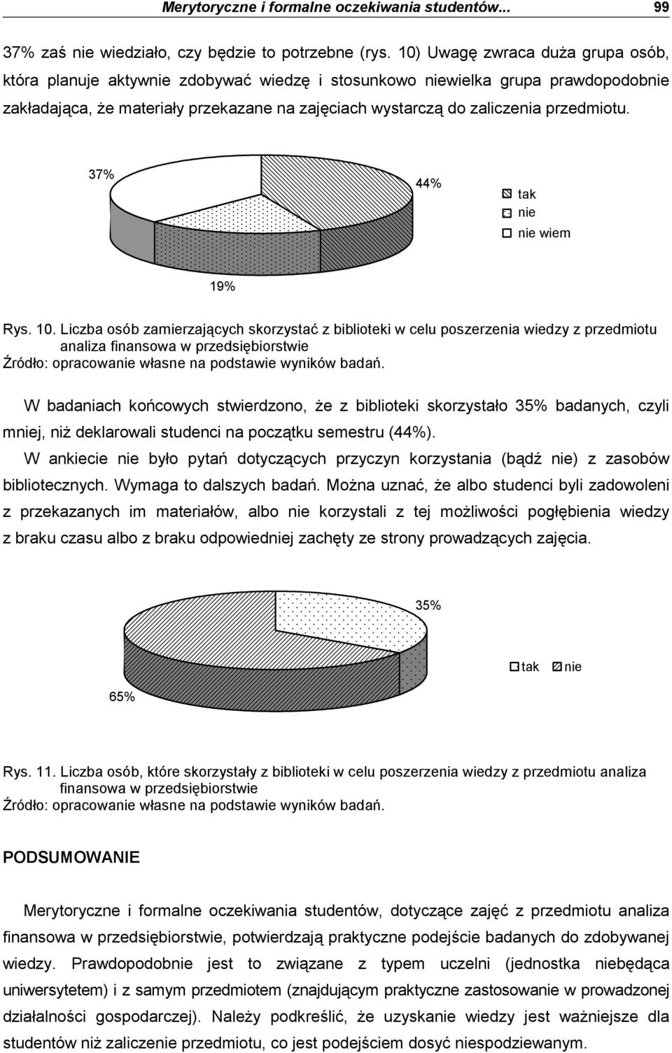 przedmiotu. 37% 44% Tak tak Nie nie Nie nie wiem 19% Rys. 10.