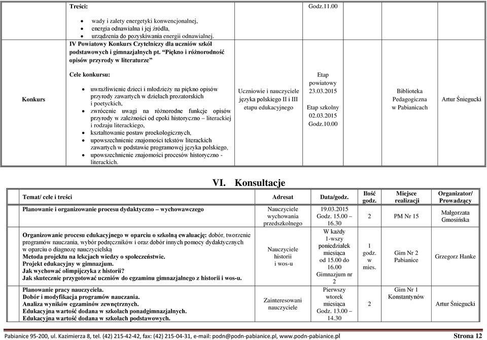 Piękno i różnorodność opisów przyrody w literaturze Konkurs Cele konkursu: uwrażliwienie dzieci i młodzieży na piękno opisów przyrody zawartych w dziełach prozatorskich i poetyckich, zwrócenie uwagi