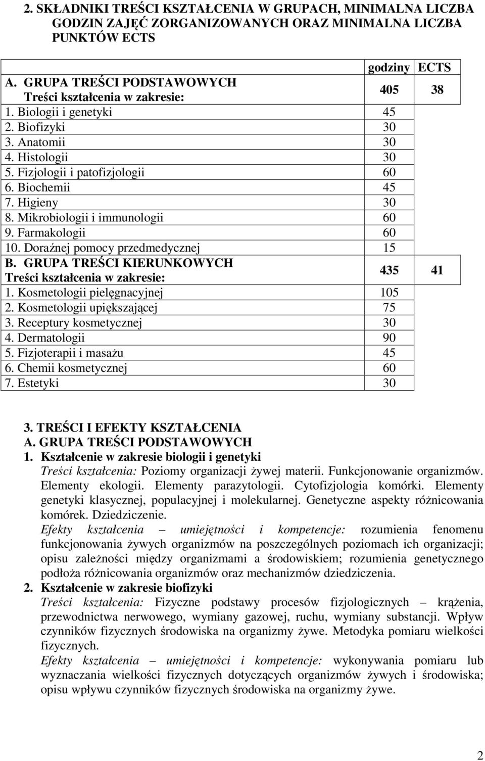 Higieny 30 8. Mikrobiologii i immunologii 60 9. Farmakologii 60 10. Doranej pomocy przedmedycznej 15 B. GRUPA TRECI KIERUNKOWYCH Treci kształcenia w zakresie: 435 41 1.